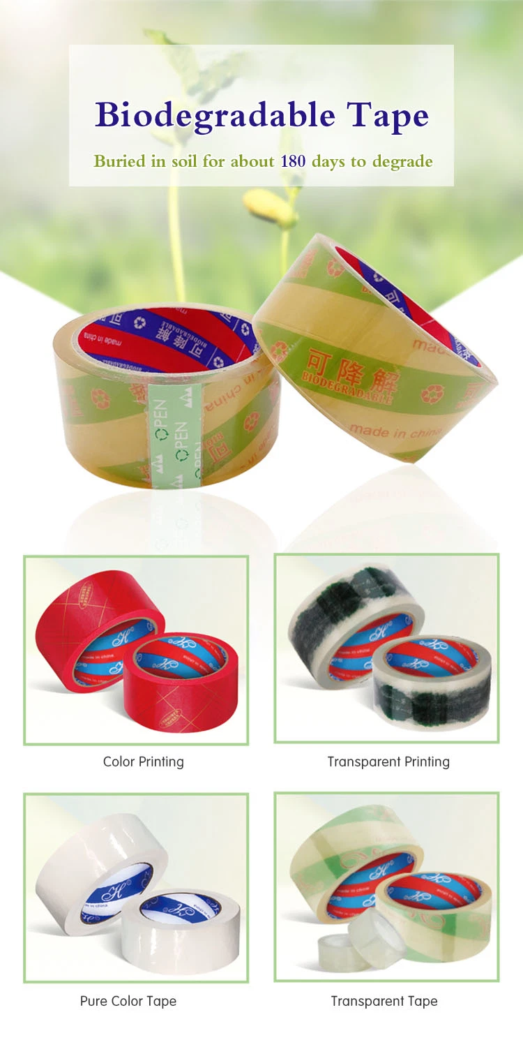 100% Biodegradable/Recyclable/Degradable/Static Free/Strong Stickiness/High Tensile Strength/Easy to Tear/Writable/Printable Packing Tape