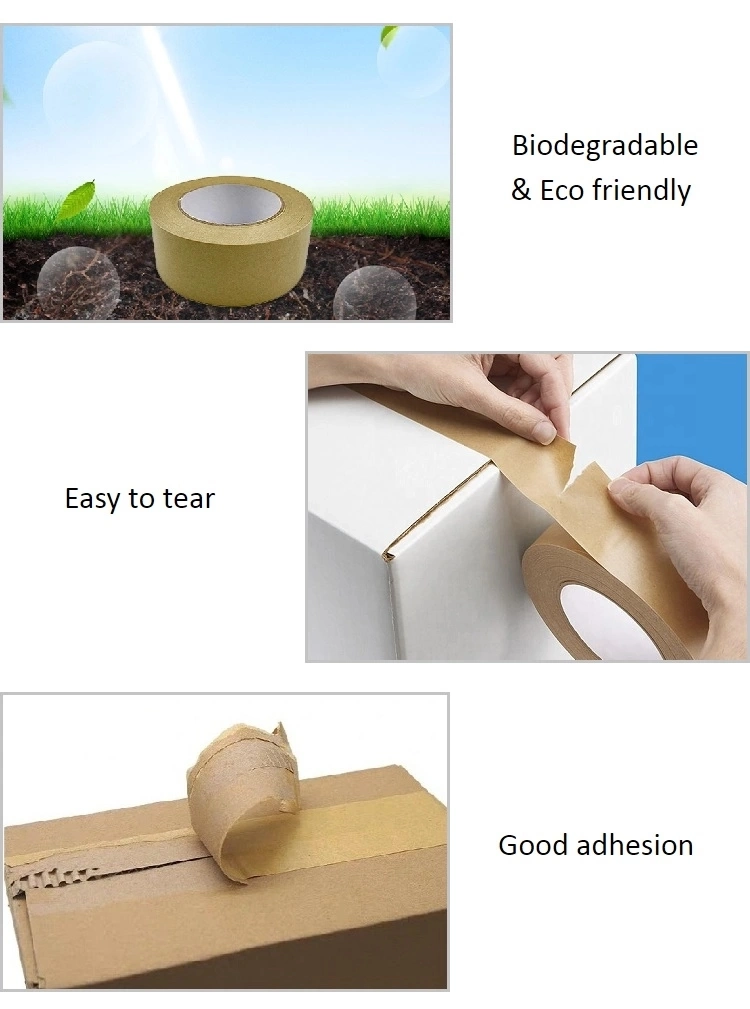 OEM Wholesale Free Sample Recycled Adhesive Sealing Self Adhesive Kraft Paper Water Activated Packing Tape